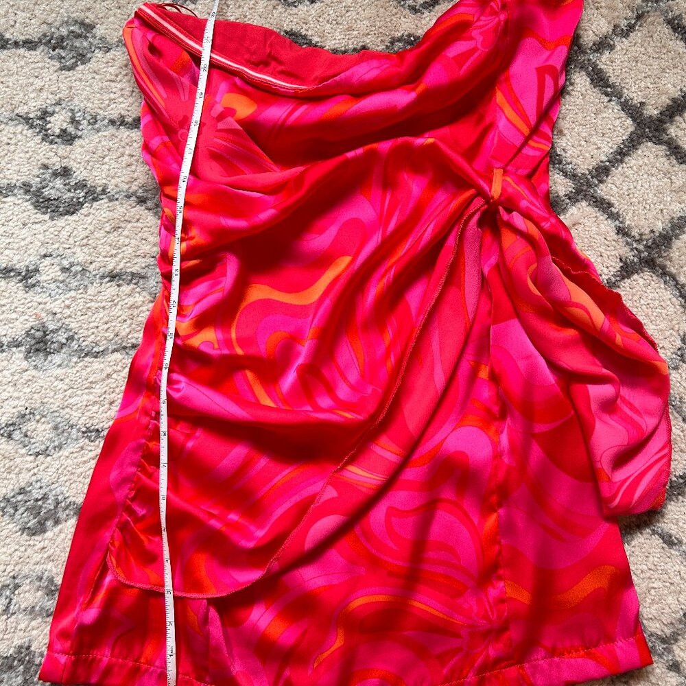 Women's Olivaceous Pink and Orange Swirl Mini Dress